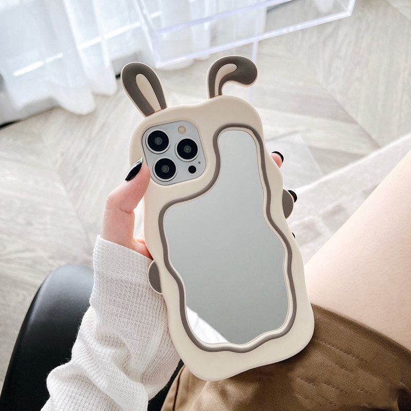 IPHONE Casing Ponsel Cermin Rias Telinga Kelinci Untuk Iphone14 13 12 11 Pro Max Xs Max Xr Ipx7 8 Plus14 plus Casing TPU Shockproof Lucu