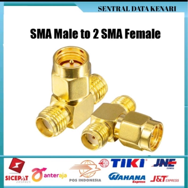 Konektor Adapter T SMA male to Dua SMA female