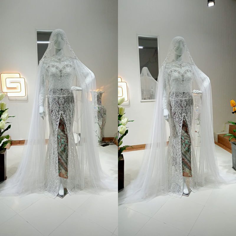 kebaya akad Elisab full Payet depan belakang