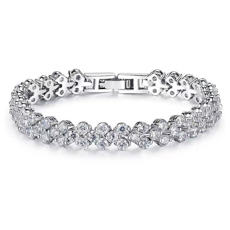 Fancyqube Sparkling Full Berlian Gra 925 Sterling Silver Perhiasan Gelang Pesta Pertunangan Pernikahan Untuk Wanita