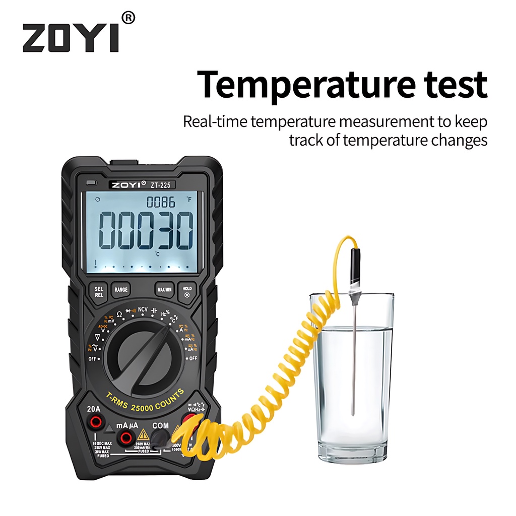 ZOYI ZT-225 Digital Multimeter T-RMS 25000 Counts Continuity Diode