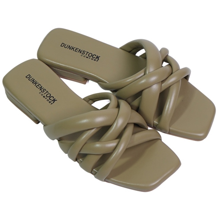 SARASARA YUK - Dunkenstock ANNA Sandal Wanita Tinggi 3cm Size 36 - 40 Selop Tidak Licin Sendal Beleza Wedges Slop Birken Pesta Kondangan Belleza 37 38 39 Warna Olive Sara Sara Kekinian Premium Terbaru Shoes Ori Original Mall Official Store