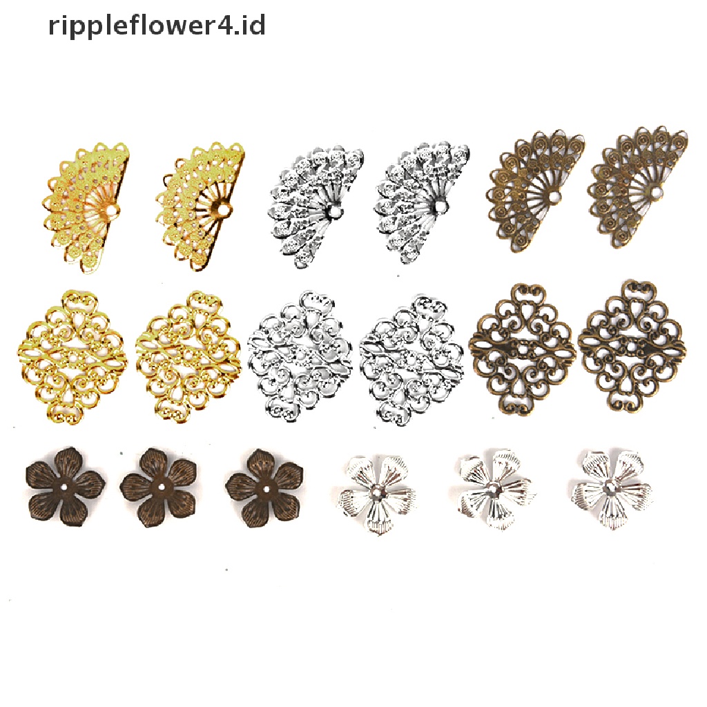 {rippleflower4.id} 100pcs Bunga Kerawang DIY Aksesoris Kerajinan Tangan Metal Konektor Untuk Membuat Perhiasan  ~