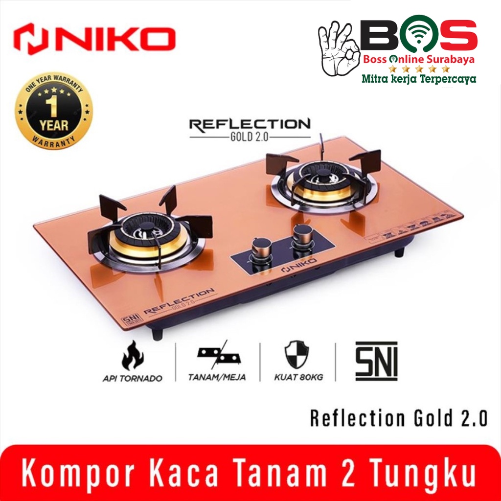 Kompor Niko Kompor Kaca Tanam Gold 2 Tungku Niko Reflection Gold 2.0