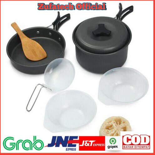 Panci Masak Cooking Set Outdoor 8 PCS - WH-200 - Black