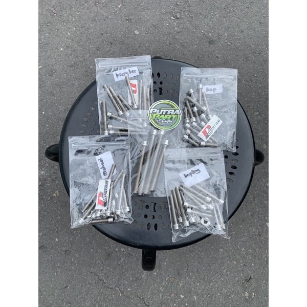 Baut L mesin stenlis full set untuk mesin tiger megapro gl neotech