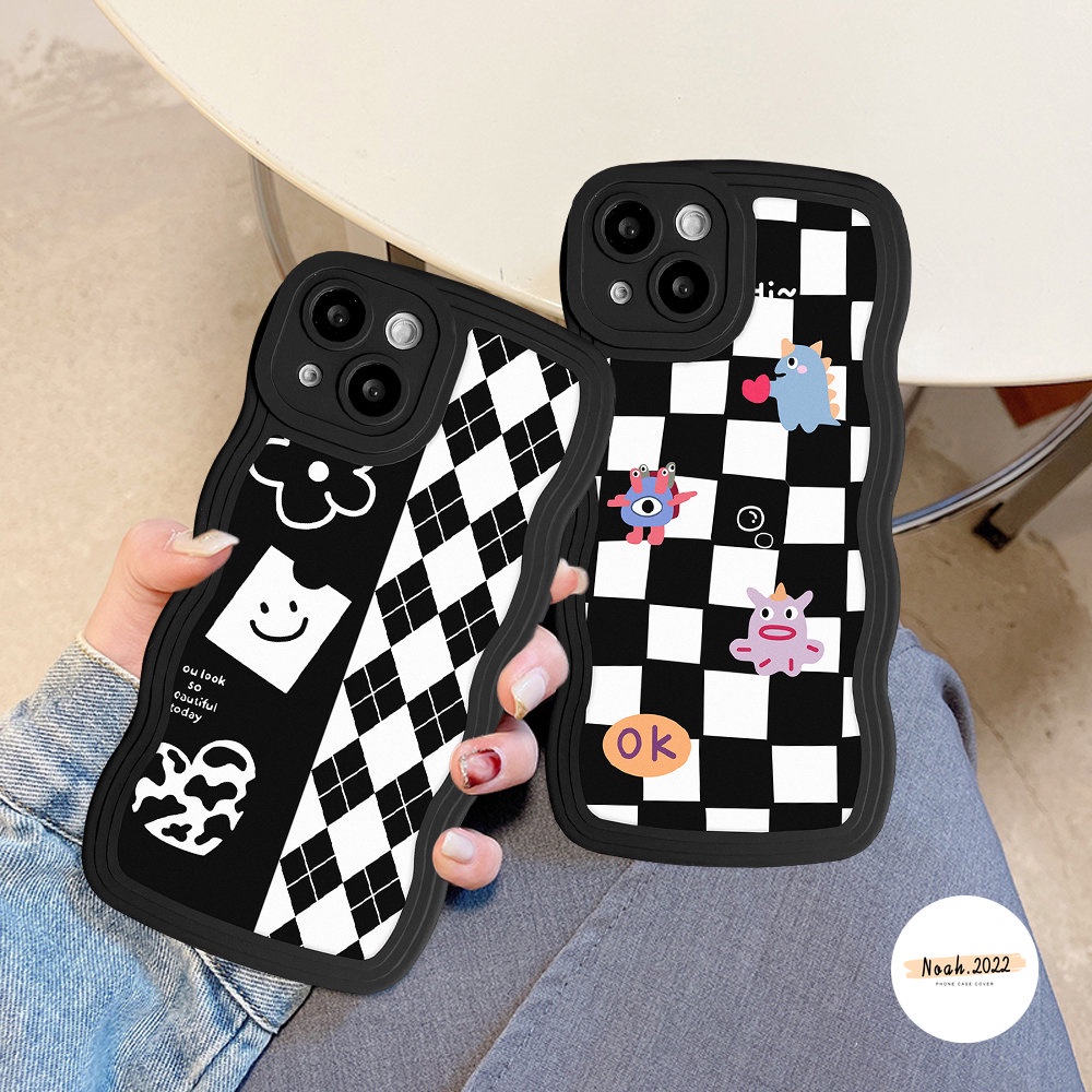 Case Oppo A17 A17 A17K A77 A57 A76 A96 A54 A74 A53 A33 A55 A16 A16s A16K A16E A15 A15s A12 A12E A7 A5s A3s A5 A9 A11K Reno 8Z 8 7Z 7 6 5 TPU Papan Catur Grid Wave Edge Soft Case Tempat Kotak Makan