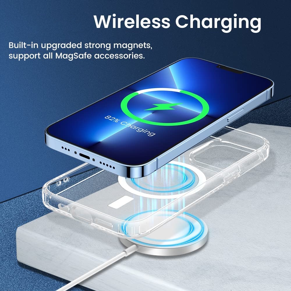 IPHONE Casing Ponsel Magnetik Kompatibel Dengan Iphone13 12 11 14 Pro Built in Magnet Bening Back Cover Wireless Charger Magnet Penutup Belakang