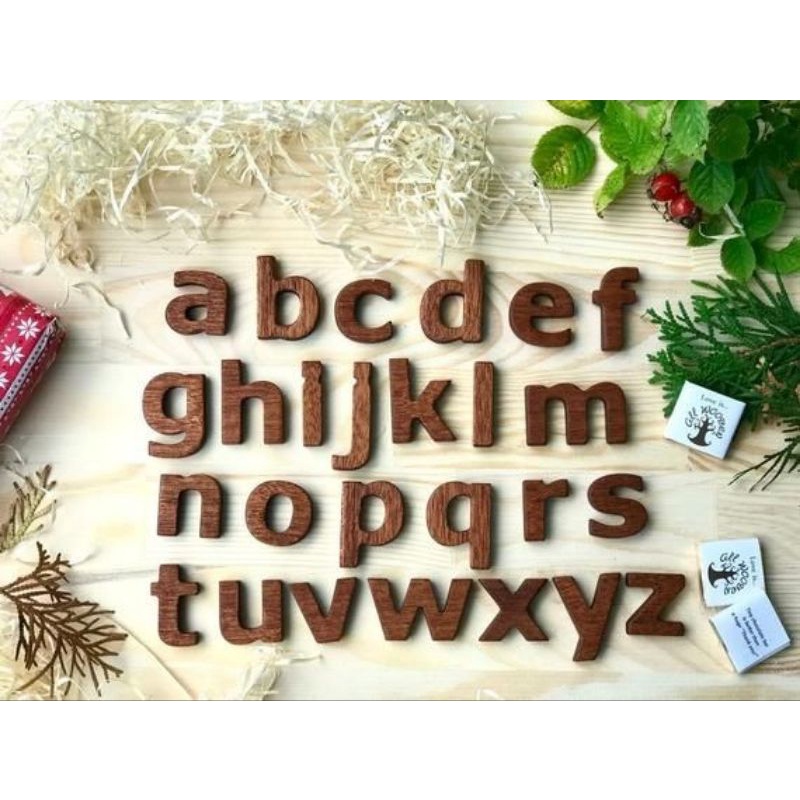 Huruf timbul kayu/ Alfabet kayu/ tulisan kayu