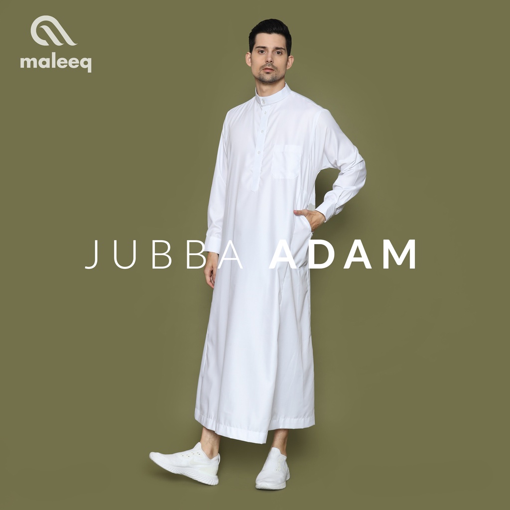 Maleeq - Jubba Adam - Gamis Pria Jubah Pria Putih Lengan Panjang Manset / Kancing