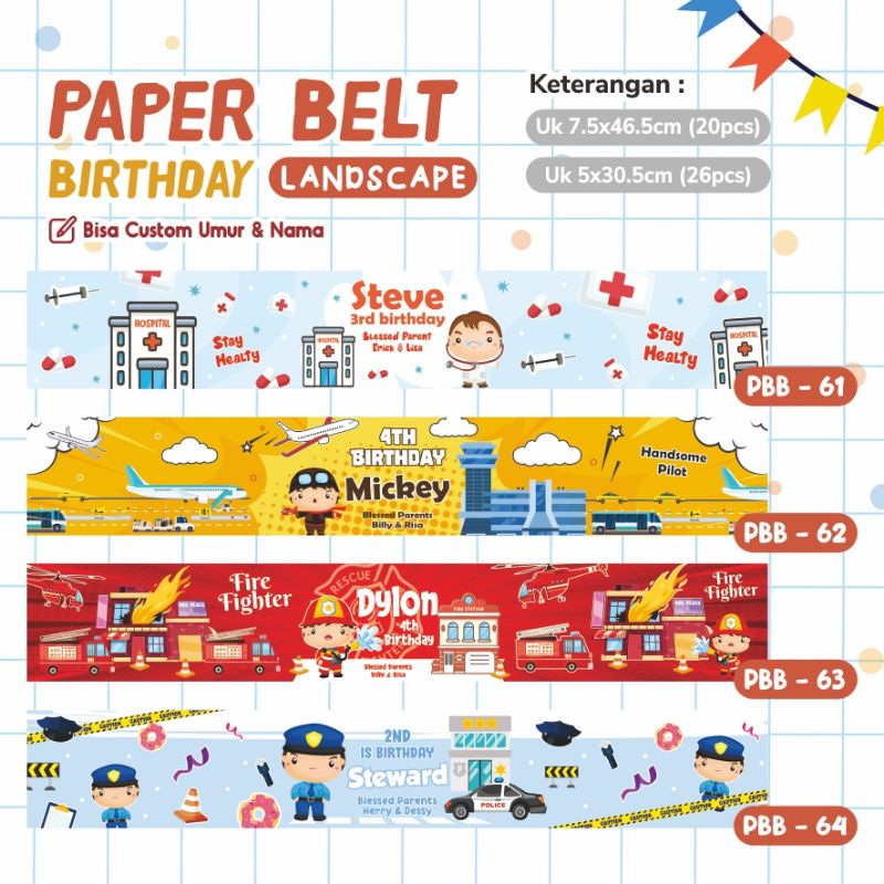 

paper belt label hampers souvenir ulang tahun birthday party anak