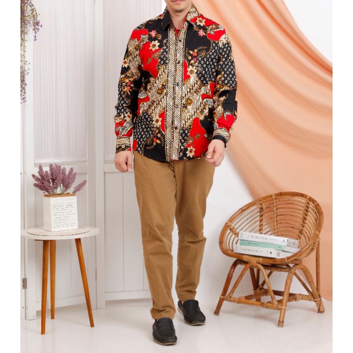 kemeja batik pria super jumbo/ kemeja batik pria lengan panjang/kemeja batik jumbo