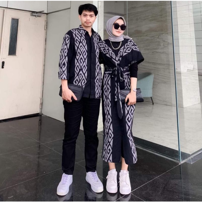 CLARA DRESS BLACK Couple Tenun - Baju Tenun Couple - Dress Kondangan - Couple Tenun - Batik Couple p