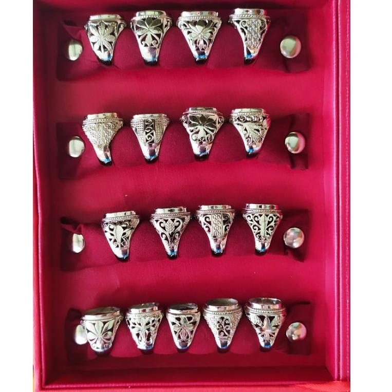 1X1 cincin akik alpaka kerawang motif perak handmade  1kodi