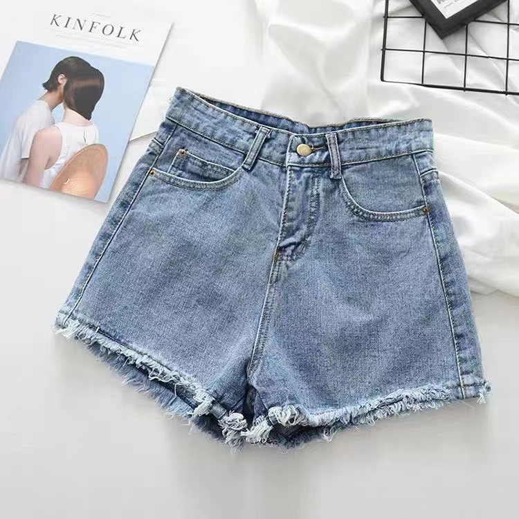 Celana pendek hot pants jeans wanita shorts pants high waist jeans celana korean style murah import 2023