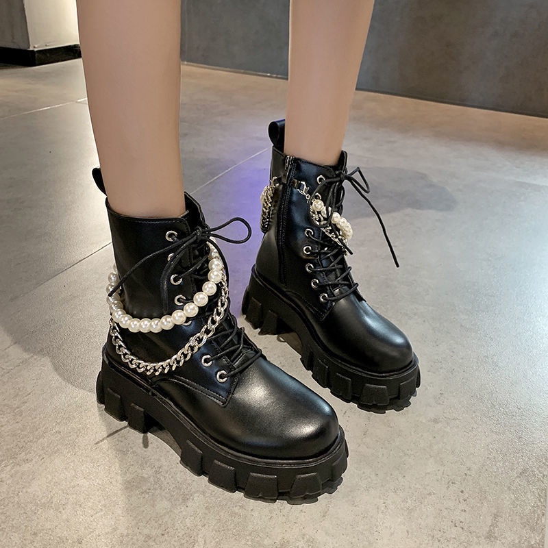 RYS - Dolly Pearls Sepatu Hak Boots Wanita Fashion Casual / Jalan Jalan - Ori Import