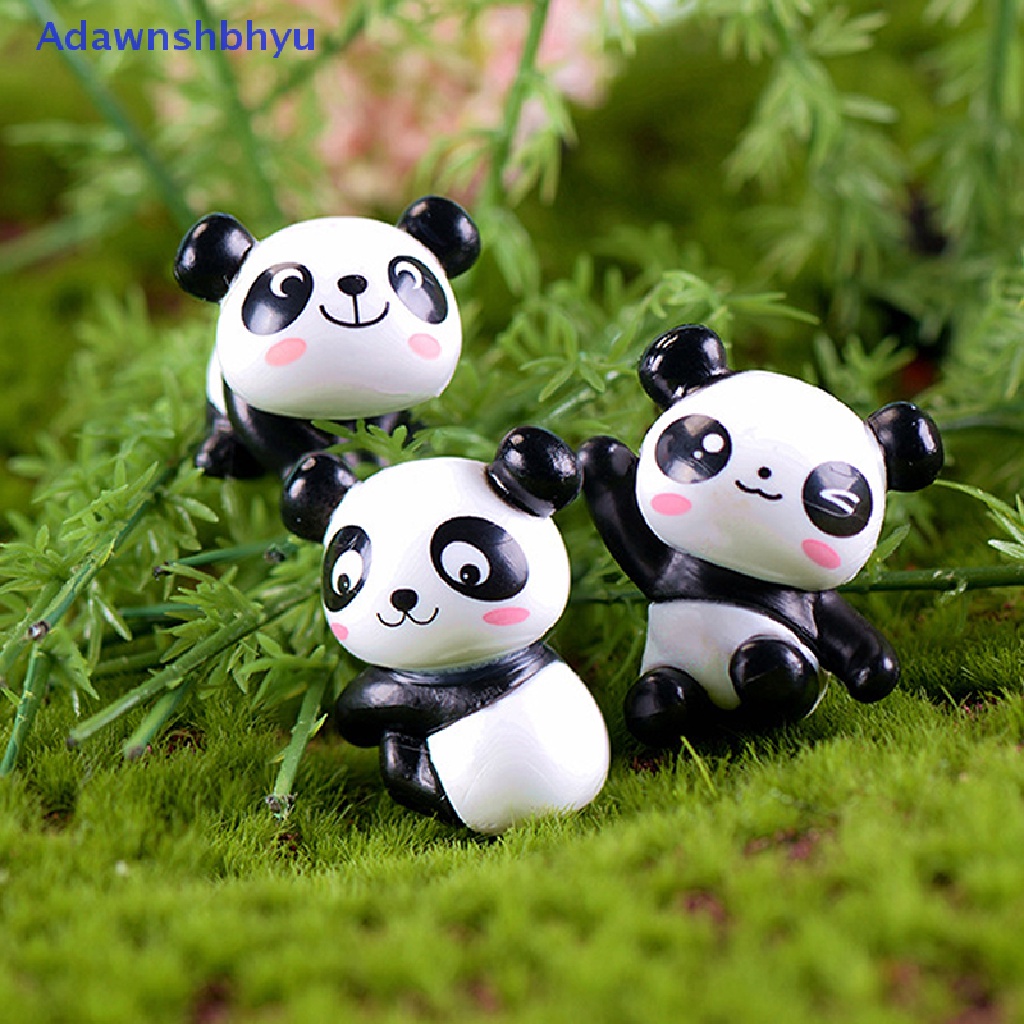 Adhyu 1Pc Patung Kartun Panda Lucu Pemandangan Taman Peri Miniatur Dekorasi Model ID