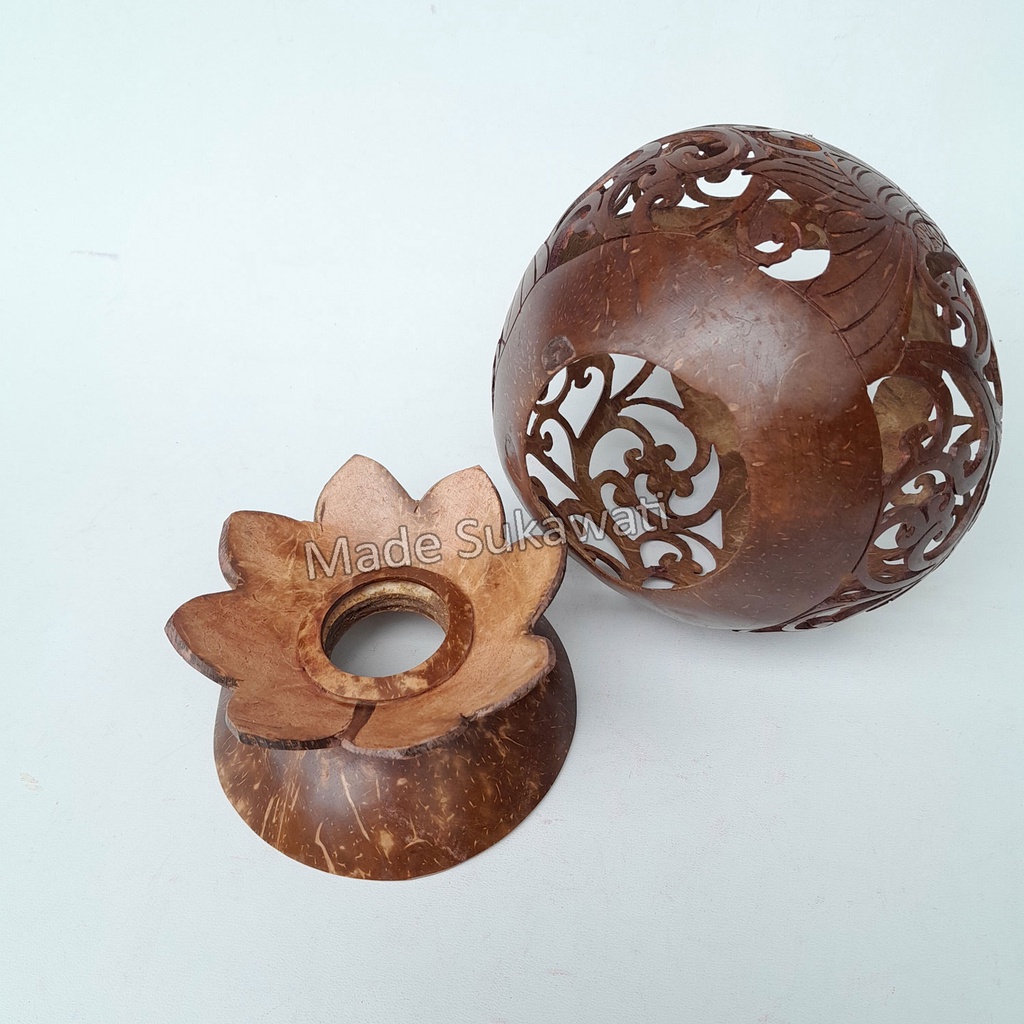 Kerajinan Hiasan Batok kelapa ukir handmade dekorasi bali