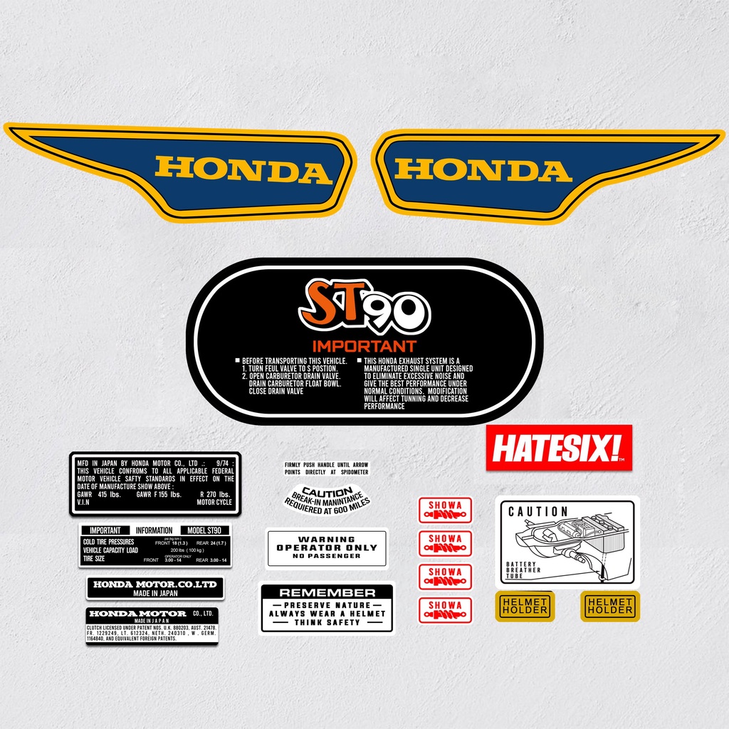 Sticker Stiker Decal Honda DAX ST90 ST 90 1974 Hatesix