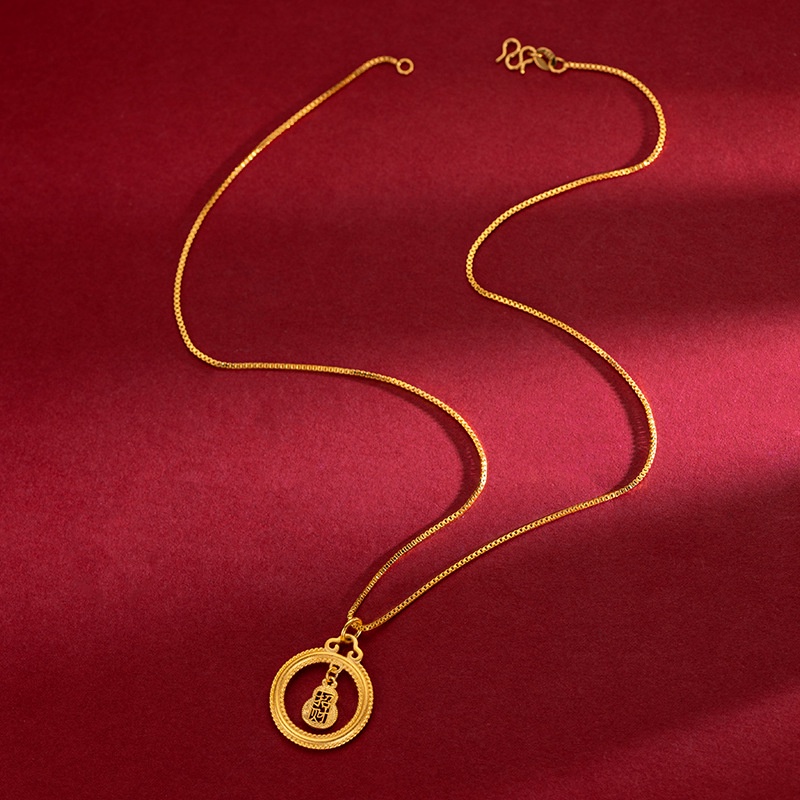 Goldkingdom Perhiasan Fashion 24 K Bangkok Aksesoris Ready Stock Gilt Vintage Aman Liontin Wanita Labu Pesona Klavikula Kalung