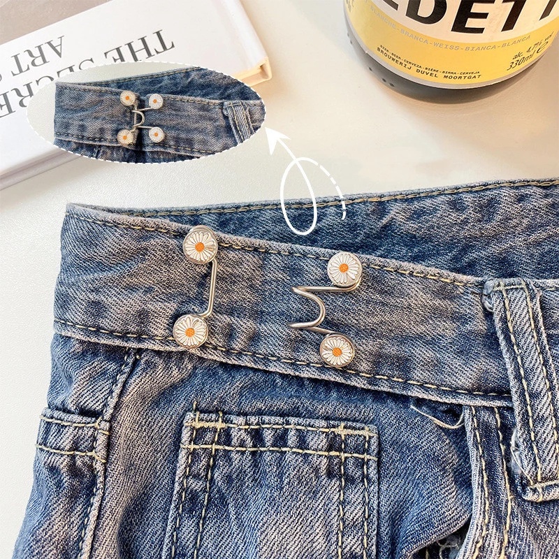 [Harga Grosir] Pola Daisy Pinggang Tak Terlihat Artefak Adjustable Jeans Kancing Jahitan Bebas Pinggang Pakaian Bebas Paku Yang Dapat Dilepas Celana Alat Jahit