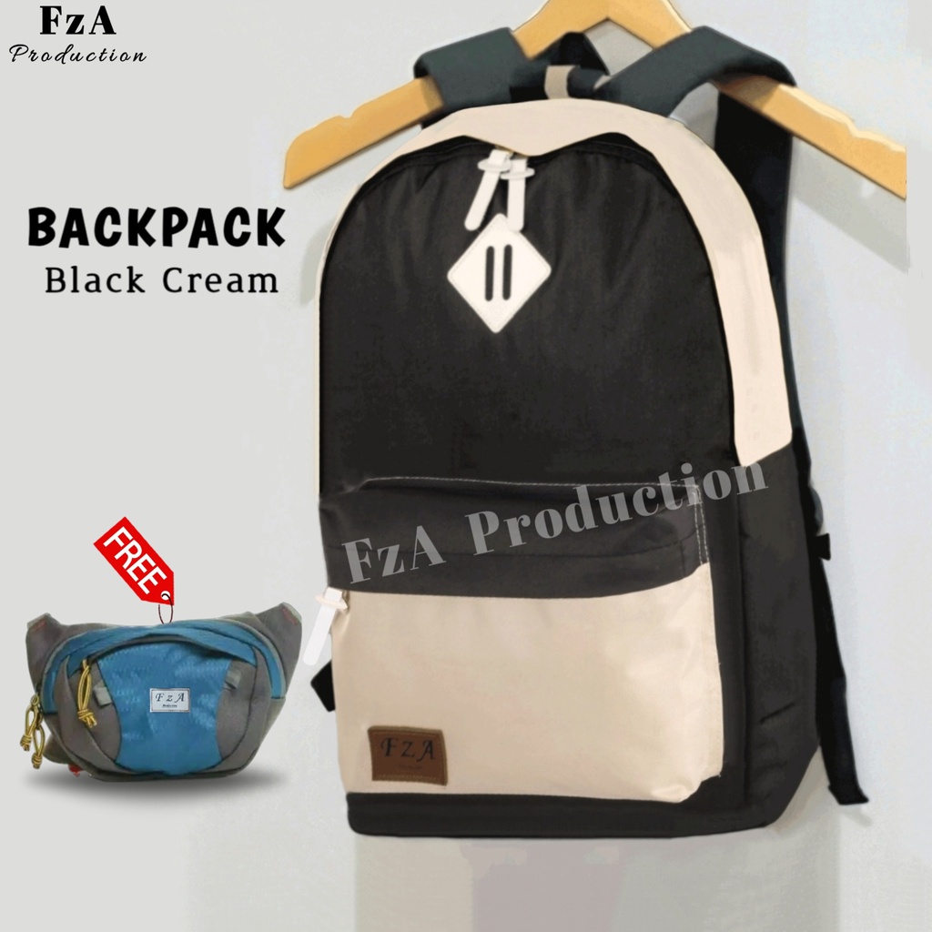 Tas Ransel Punggung Distro Casual Pria Wanita / Tas Ransel Laptop Original FzA FREE Waistbag CRM