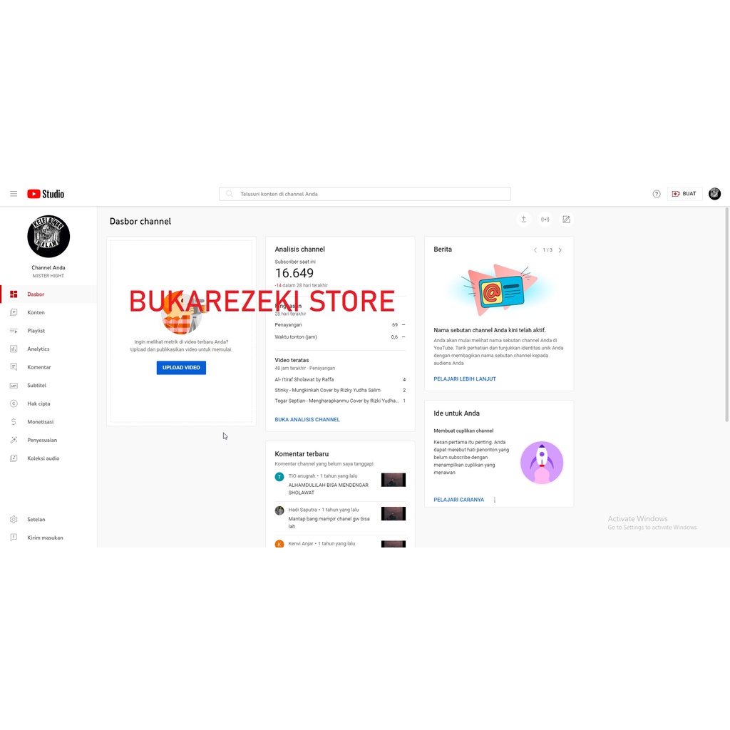 Akun Youtube Monetisasi Termurah Subs 16rb Belum monet