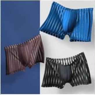Celana Dalam Pria Breathable Boxer Sexy Import Stripe Transparan