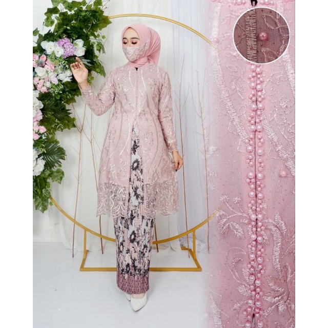 BA kebaya modern kebaya tunik tille modern setelan tunik busui payet atasan tunik resleting depan kebaya tunik busui