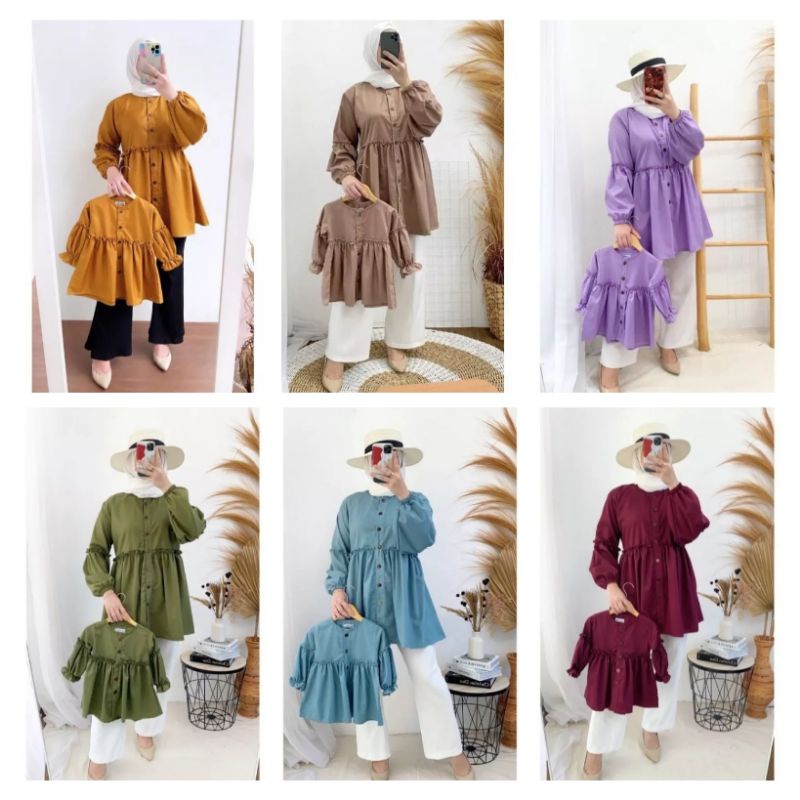 Baju couple ibu dan anak perempuan/Tunik Ibu dan Anak /Baju Tunik Ibu dan Anak Perempuan/ tunik coup