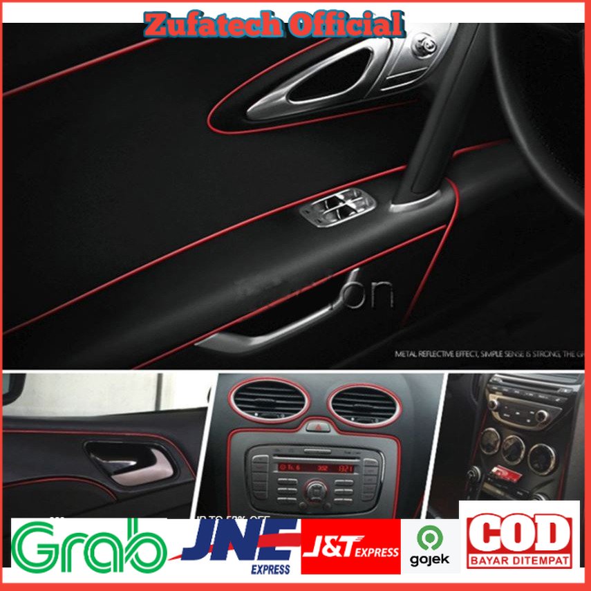 LIN&amp;GUO Stiker Dekorasi Interior Mobil 5M - HZX - Red