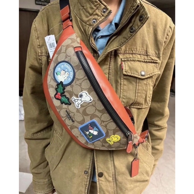 Coach Waistbag Beltbag x Peanut Snoppy In Signature Canvas