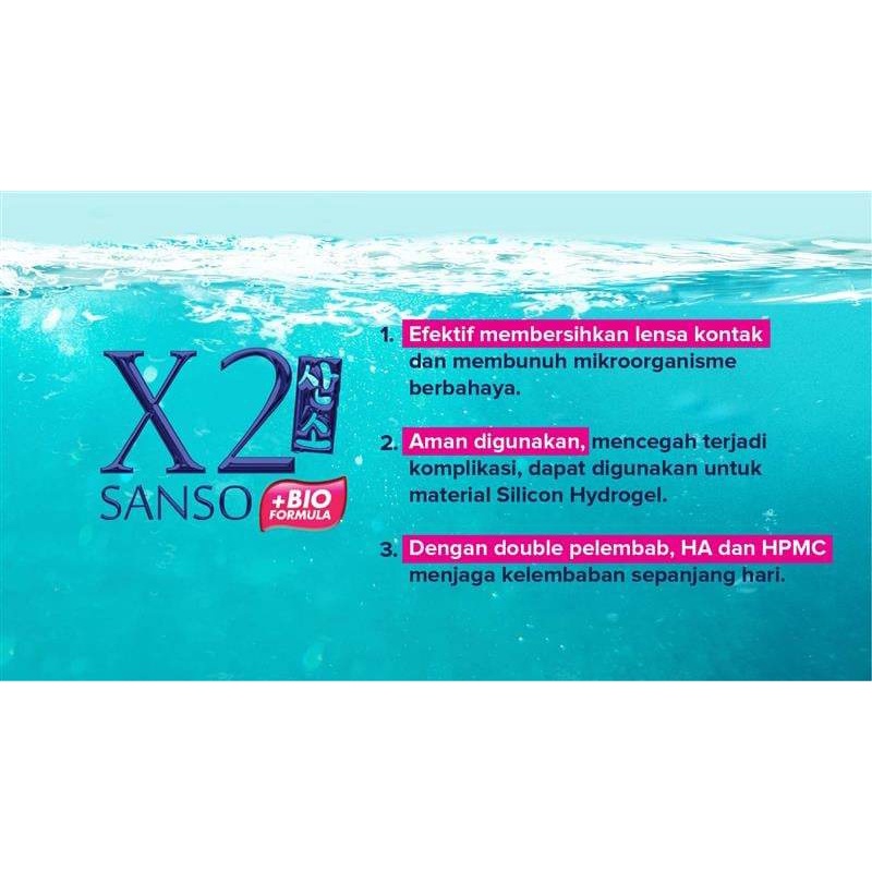 X2 SANSO + Bio Formula Cairan Softlen / Air Pembersih Softlens +Bio / 60ml - 120ml - 360ml