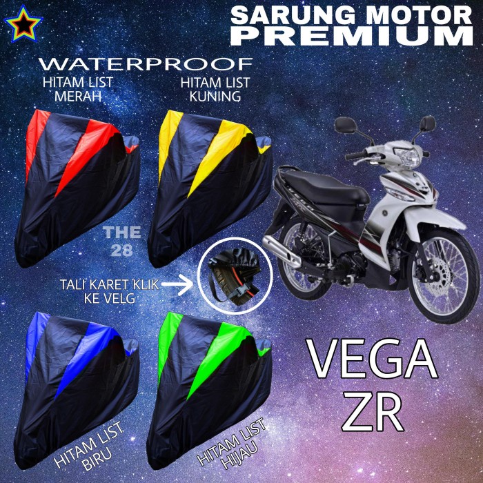 COVER MOTOR VEGA ZR HITAM KOMBINASI MANTEL PREMIUM WATREPROOF