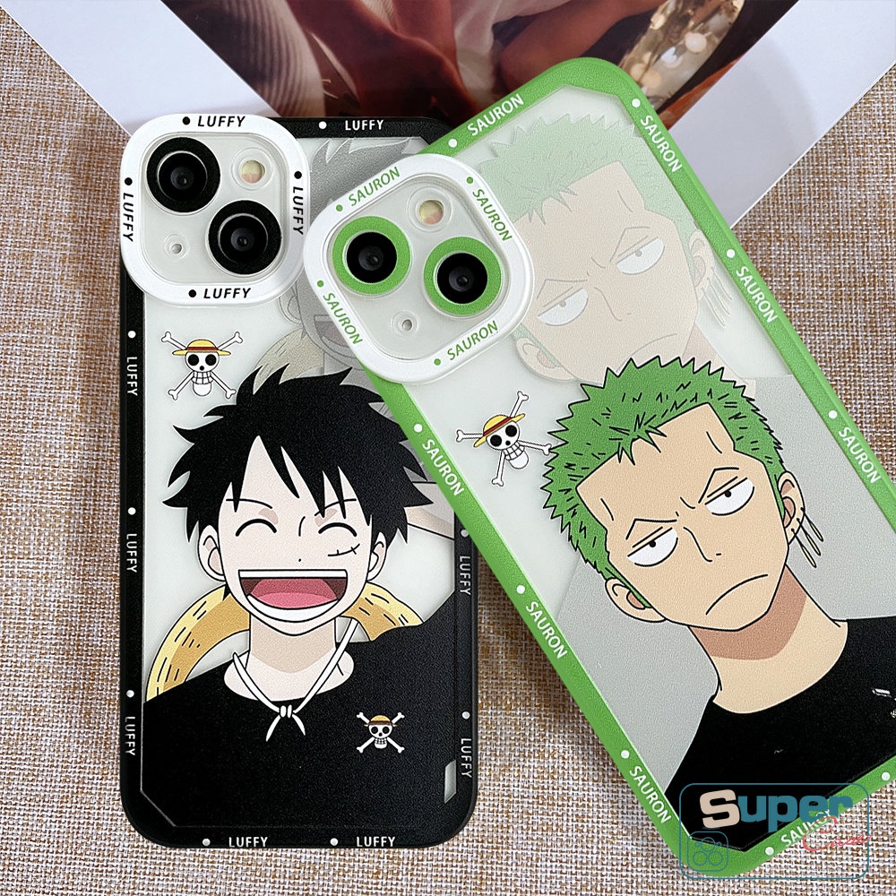 Casing Kartun Anime One Piece Luffy Zoro Case Kompatibel Untuk iPhone 7Plus 8Plus 11 14 13 12 Pro Max XR X XS Max 6 6s 8 7 Plus SE 2020 TPU Lembut Shockproof Angel Eyes Cover