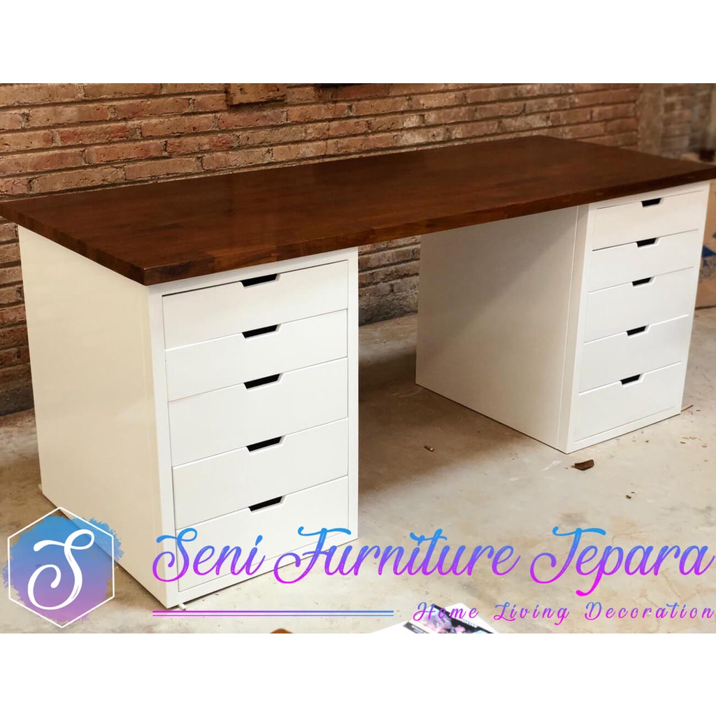 MEJA KERJA KAYU / MEJA KANTOR MINIMALIS / MEJA KANTOR KAYU JATI