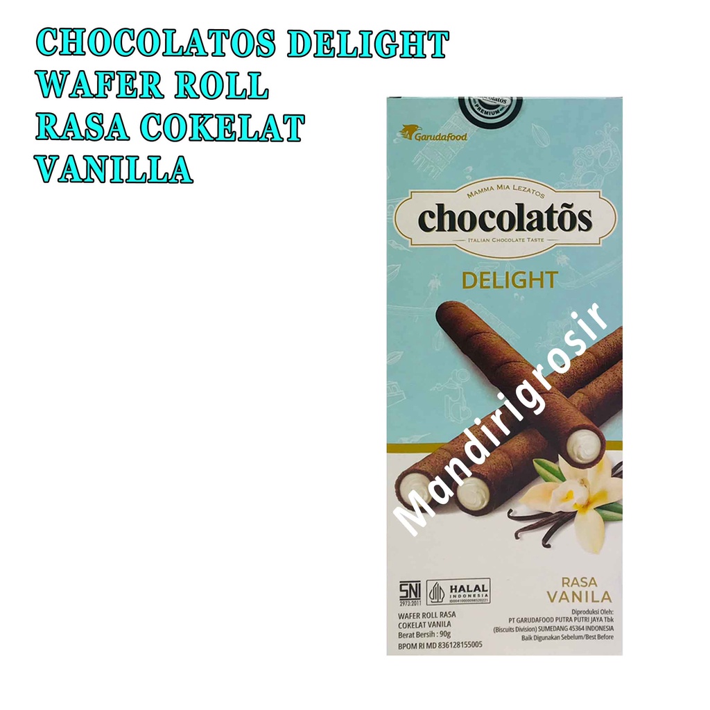 Wafer Roll * Chocolatos Delight * Wafer Rasa Coklat &amp; Vanilla * 90g