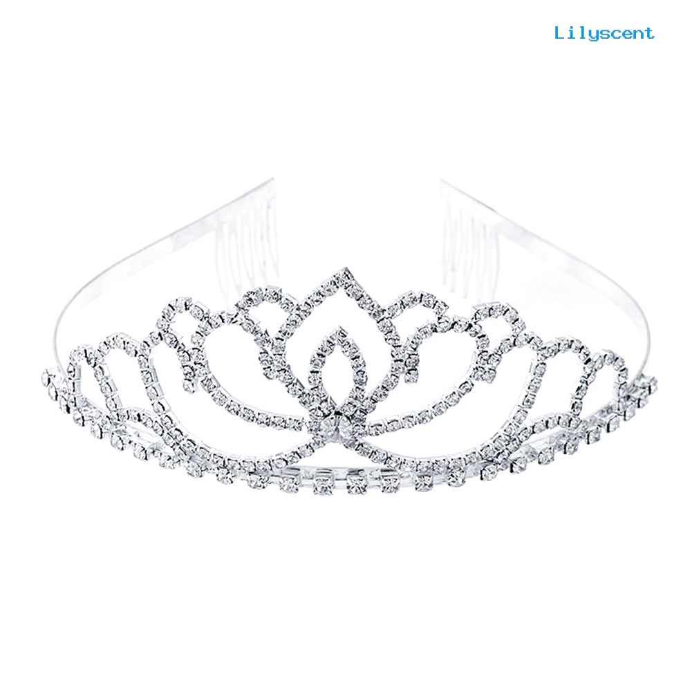 [LS]Elegant Wanita Mengkilap Berlian Imitasi Mahkota Tiara Bando Pesta Pernikahan Prom Perhiasan