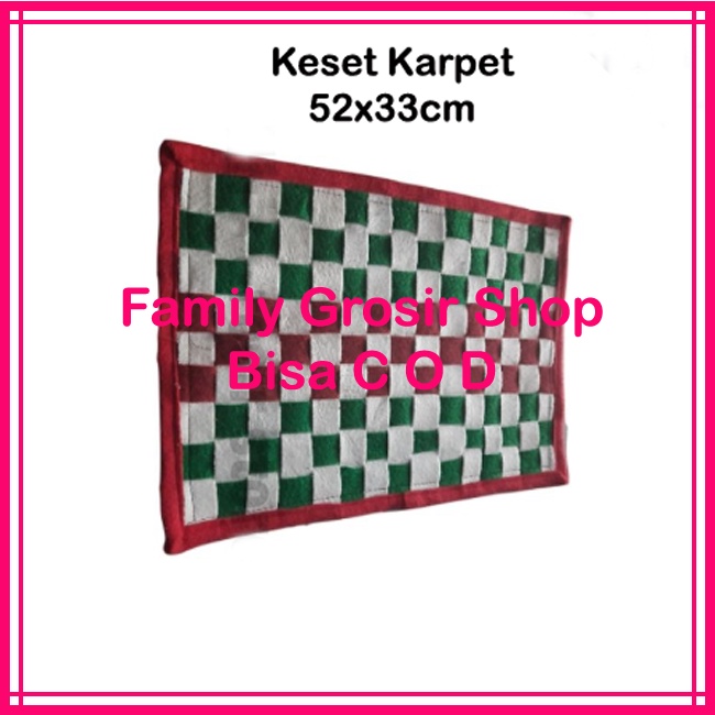 Keset karpet 52x33cm motif kotak kotak bahan kain