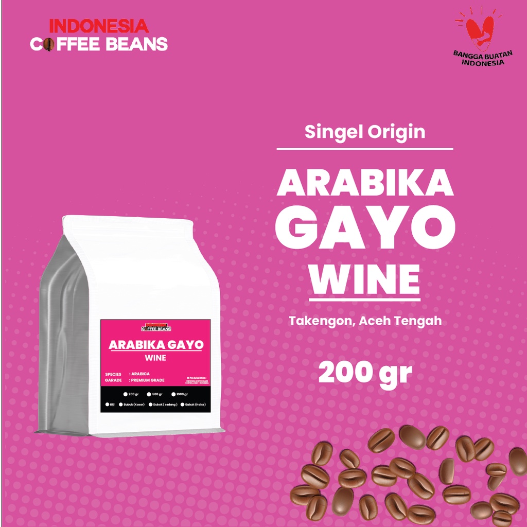 

Kopi Arabika Gayo Wine 200 Gram | Wine Single Origin Aceh Gayo Arabica