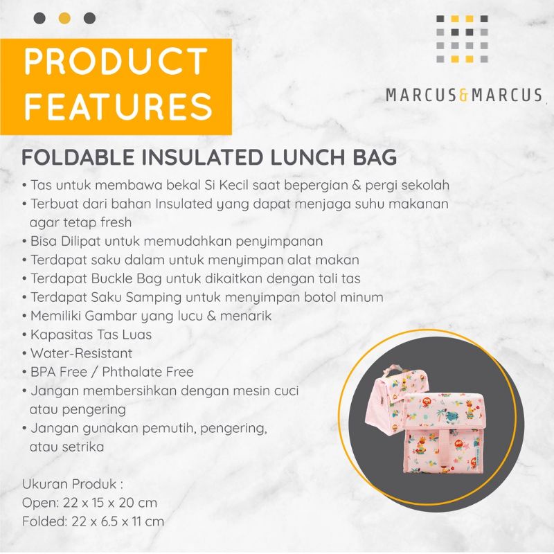 M&amp;M Marcus&amp;Marcus Foldable Insulated Lunch Bag