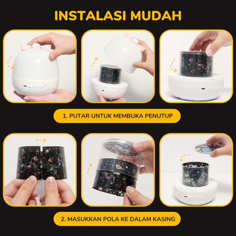 Lampu Tidur Proyektor Langit Bintang + Speaker Bluetooth + Remote + Auto Off