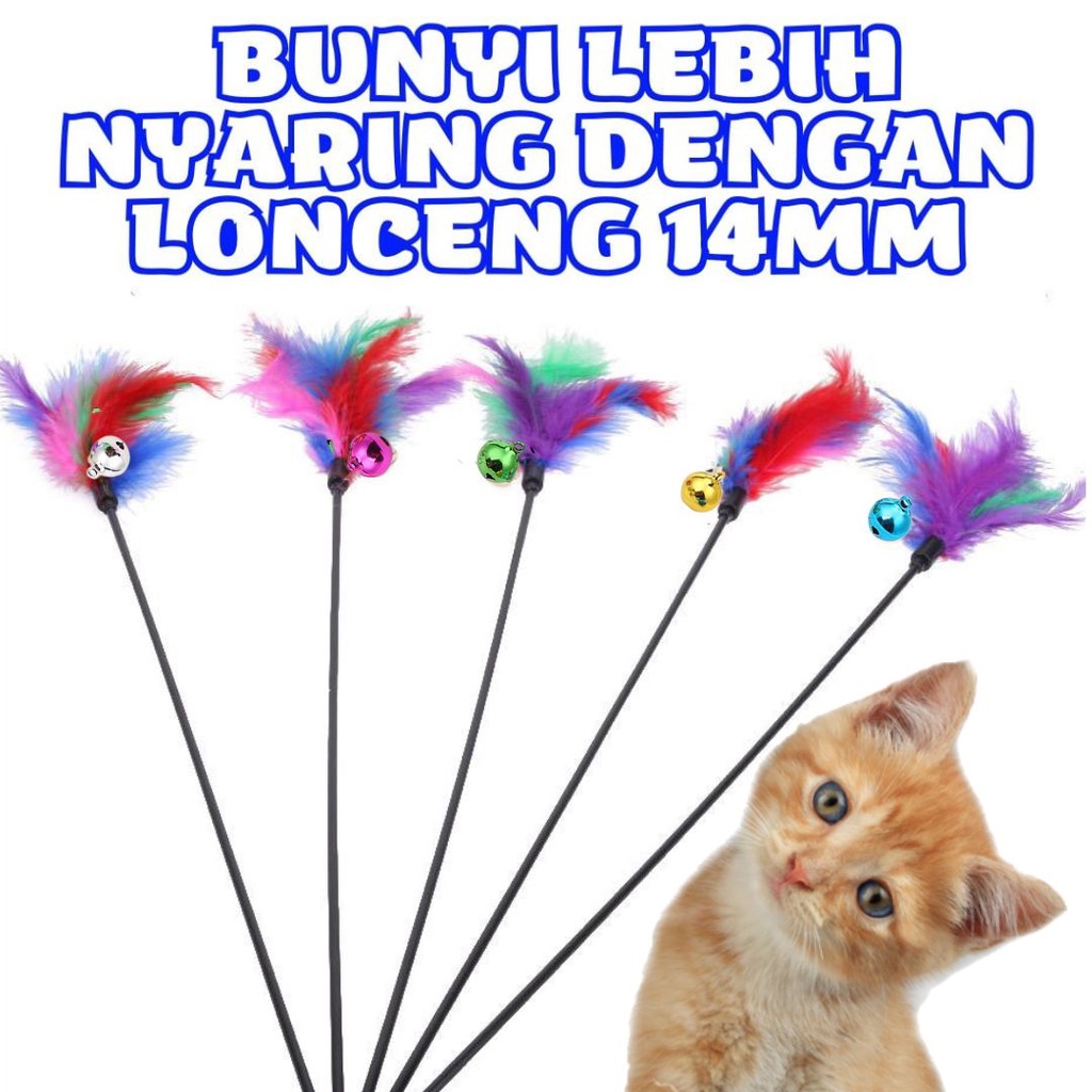 MAINAN TONGKAT BULU MEKAR LONCENG 14MM KUCING CAT TOYS TONGKAT BULU LONCENG MAINAN INTERAKTIF KUCING MURAH FEZONE