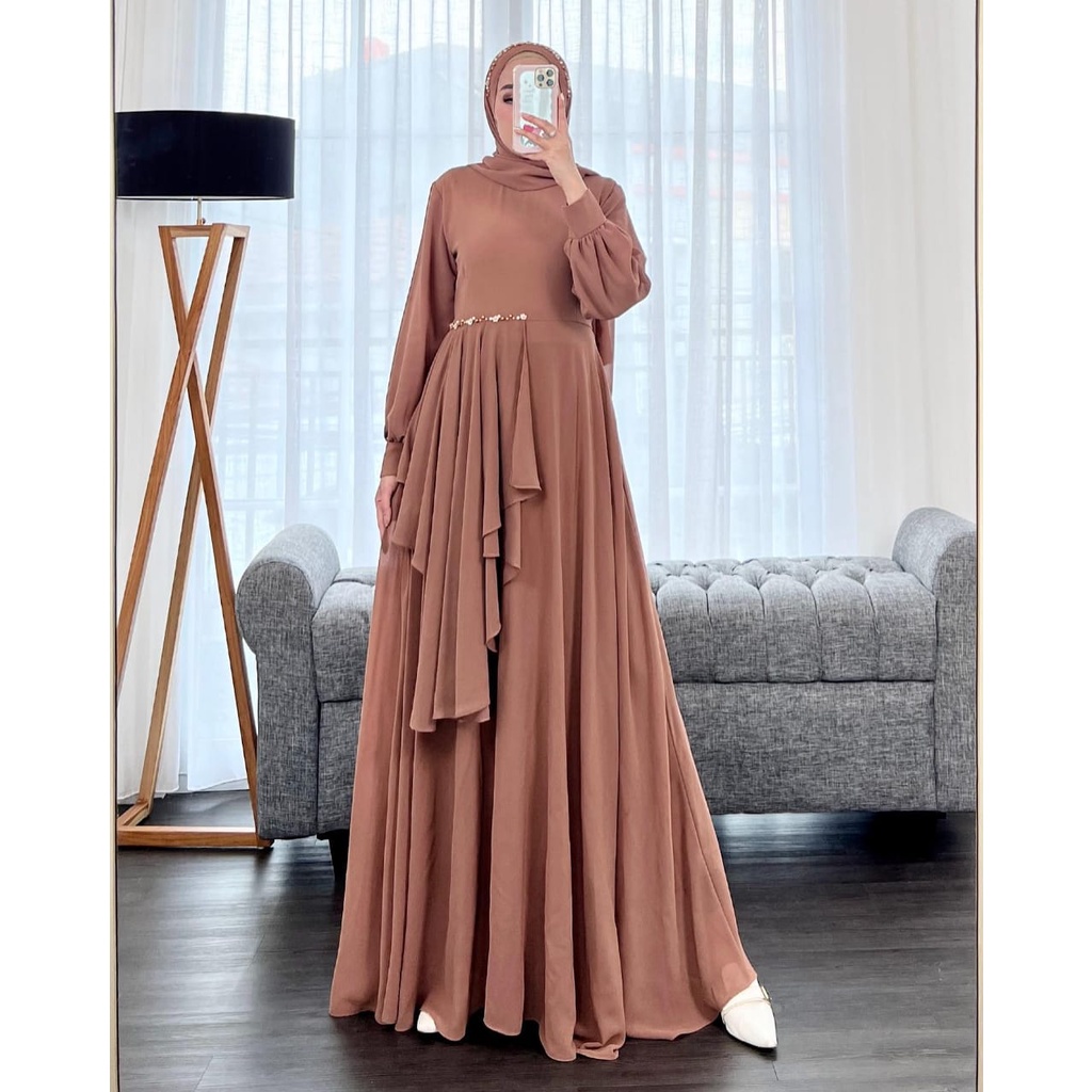 Gamis Pesta Zoya Maxy Dress Longdress Cewek Fashion Muslim Maxi Dres Cantik Busana Muslimah Pakaian 