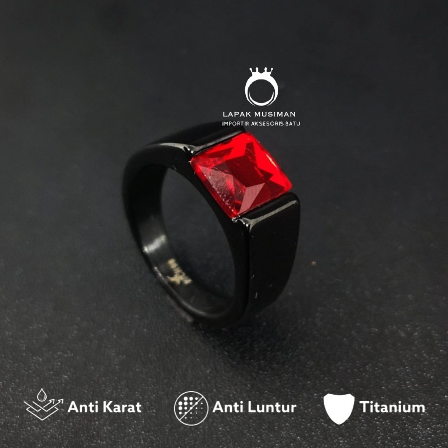 [Bayar Di Tempat] Cincin Pria Titanium Anti Karat Kualitas Super Batu Permata