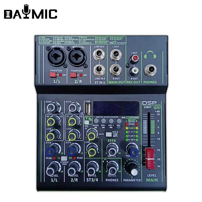 DAYMIC USB Audio Mixer Bluetooth Karaoke 4 Channel 99 DSP Effects - M1 ( Mughnii )