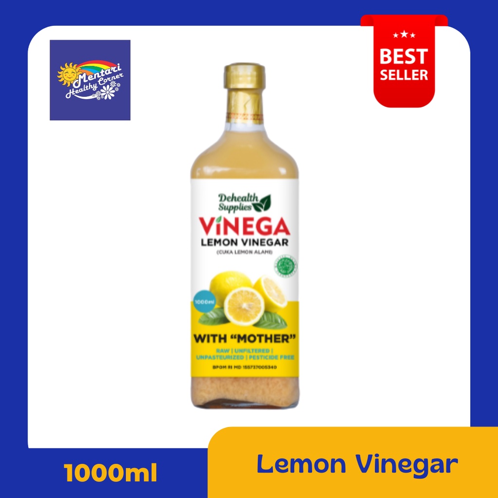 Vinega Fruit Vinegar 1litre / Vinega Cuka Buah 1litre [Apel, Nanas, Lemon] (Botol Kaca)