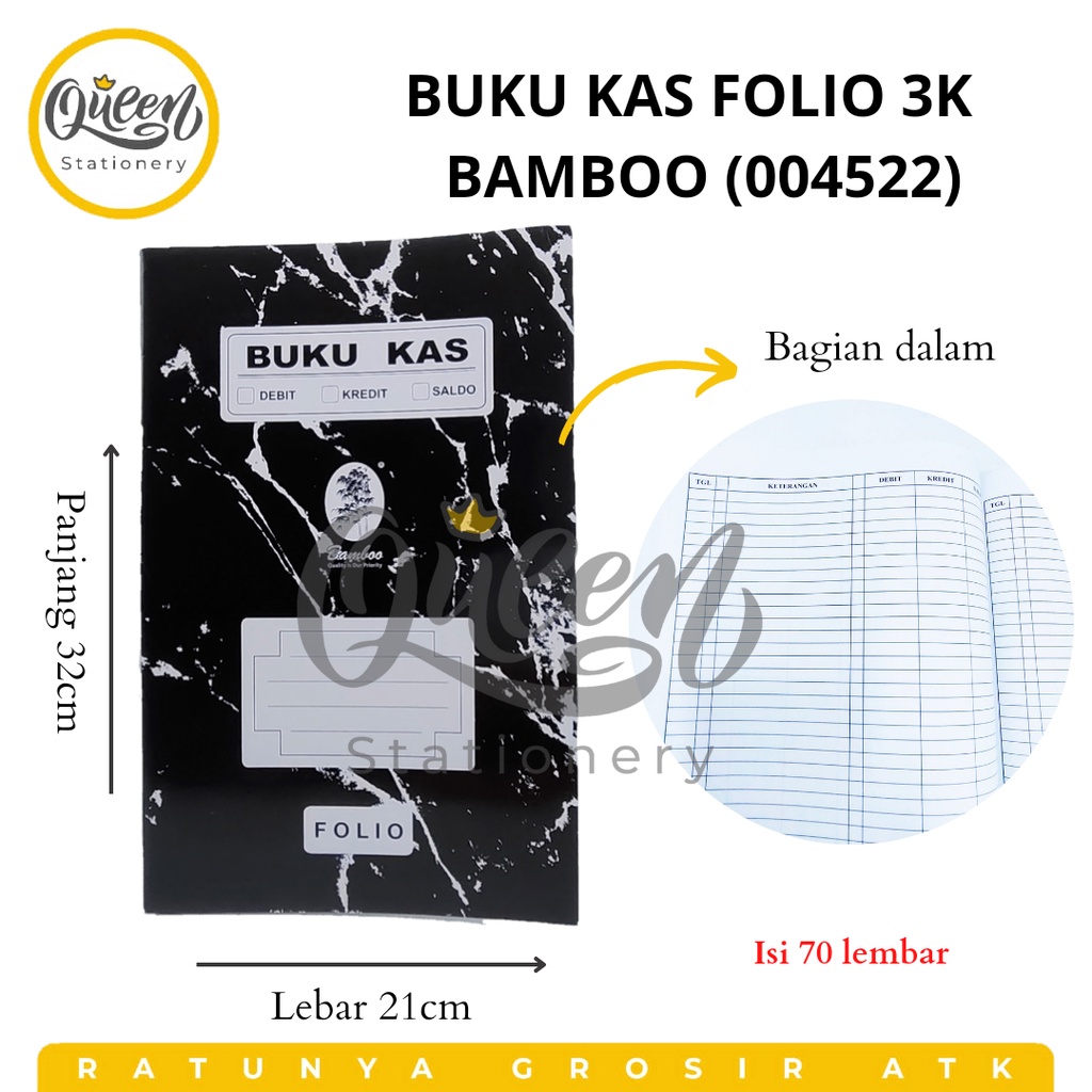 

1 PCS BUKU KAS FOLIO 3K BAMBOO BUKU CATATAN KEUANGAN BESAR (004522)