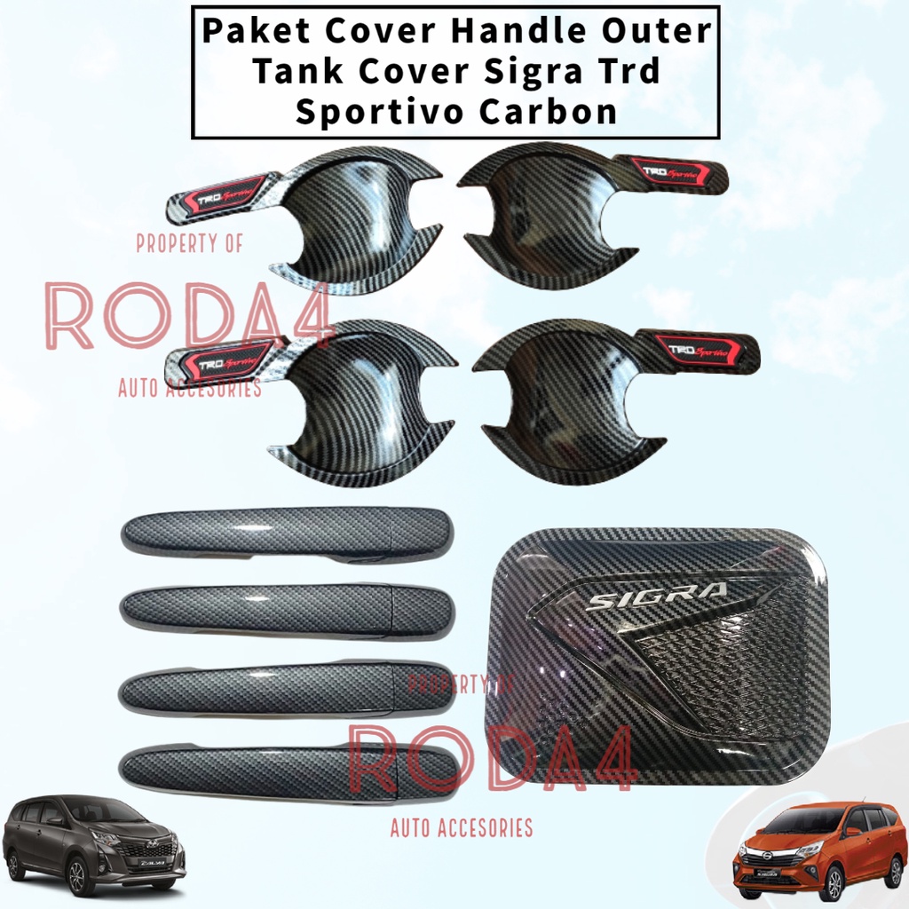 Paket Outer Handle Tank Cover Calya Sigra Trd Sportivo Carbon 2016 2017 2018 2019 2020 2021 2022 2023