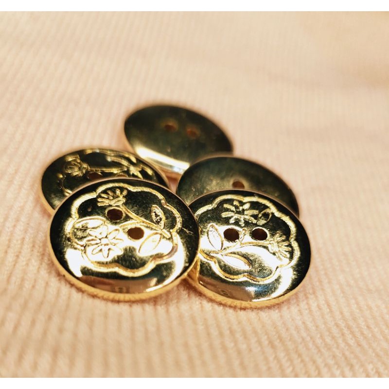 (12 biji) Kancing Gold Daisy Ukuran 18 mm